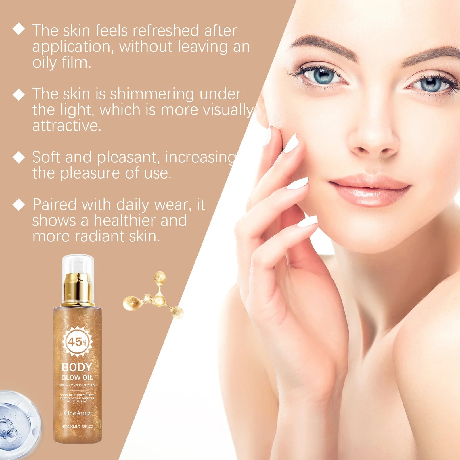 Beach days glowing body oil with SPF 45 coconut protection - 6