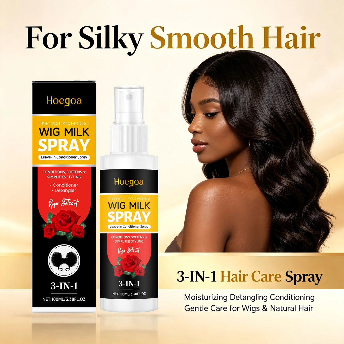 Daily styling wig conditioning spray for smooth and frizz free hair