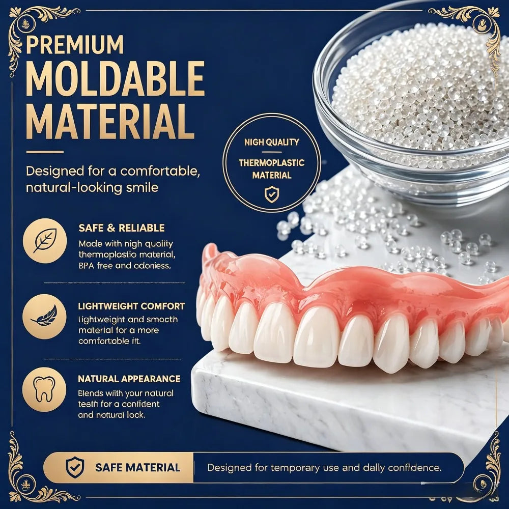 At Home Moldable Silicone Dentures Full Set for Custom Comfort Fit - 1