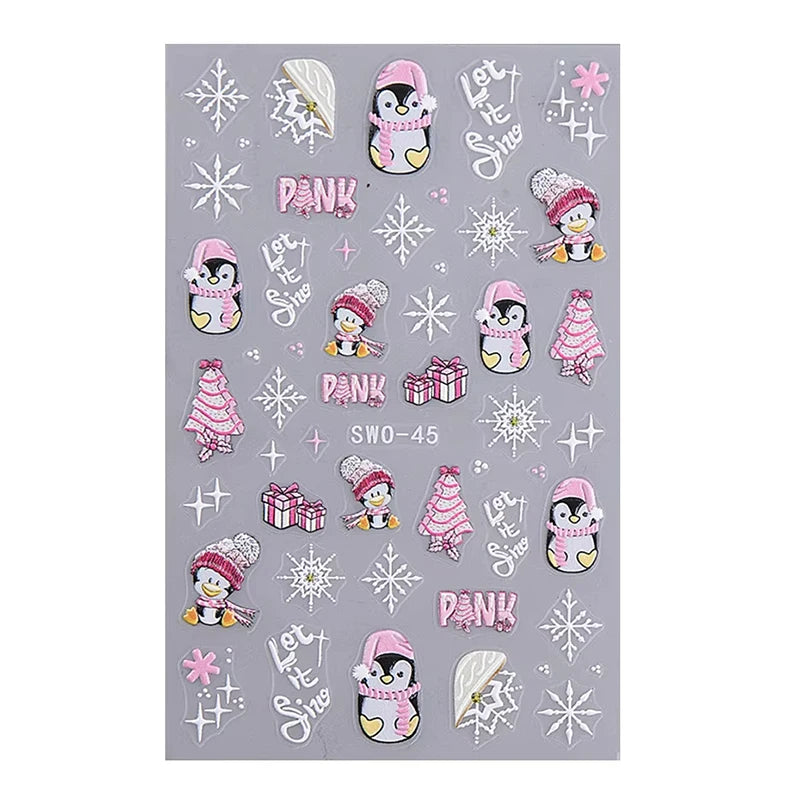 Christmas party nail art decor winter sticker for holiday manicure styling