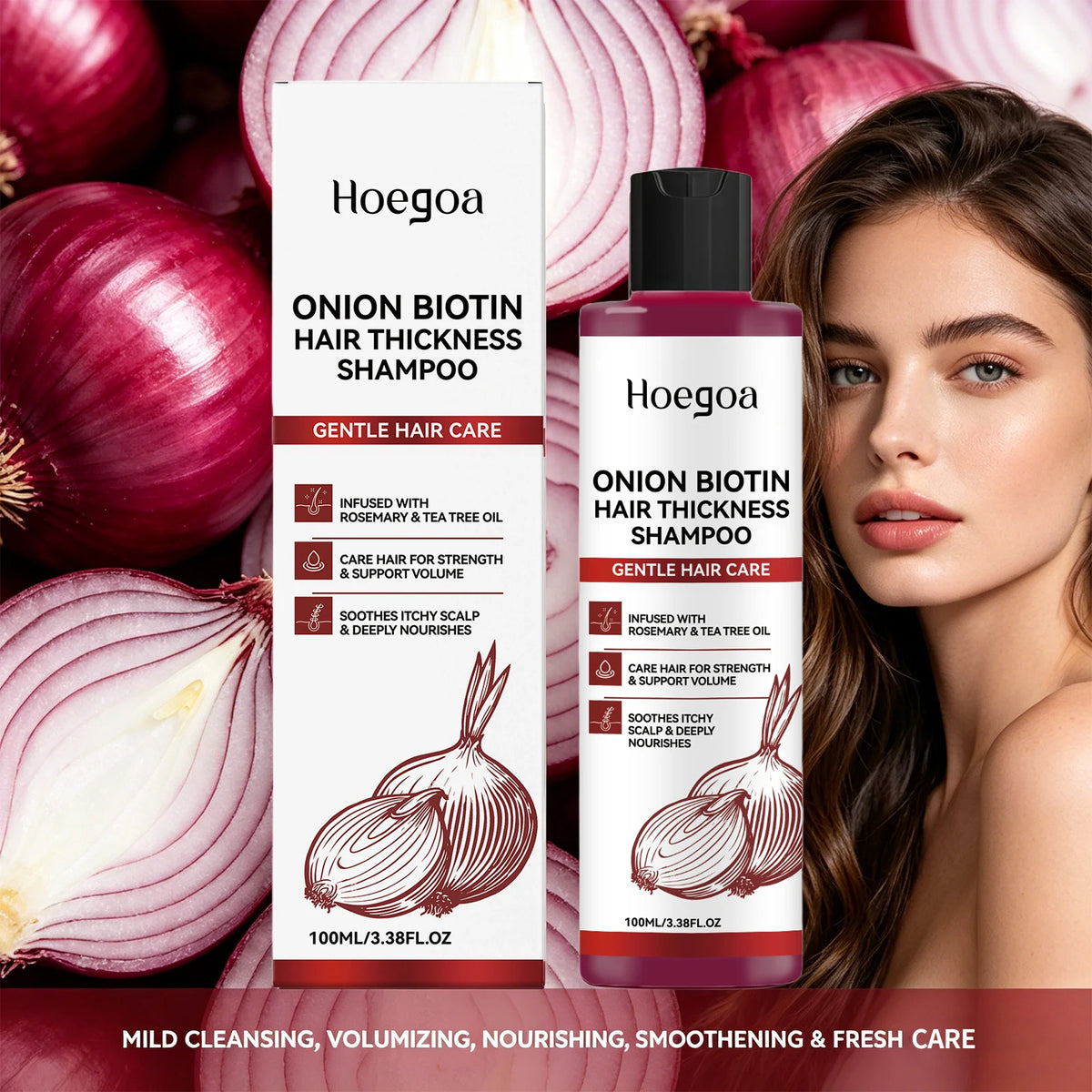 Daily Shower Onion Biotin Shampoo for Voluminous and Smooth Hair Care