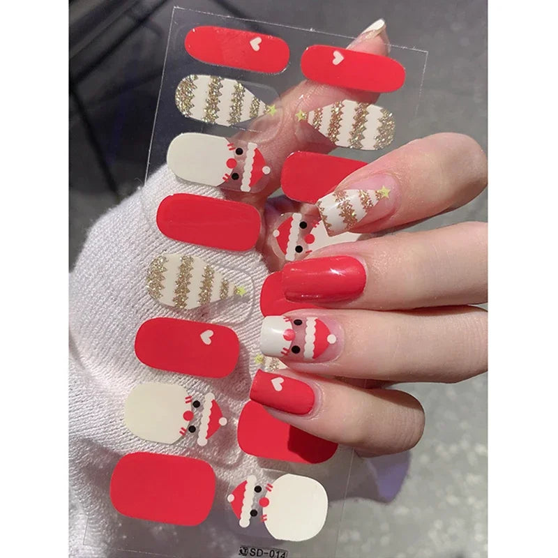 Winter nail art Christmas sticker gel wrap for festive holiday looks - 19