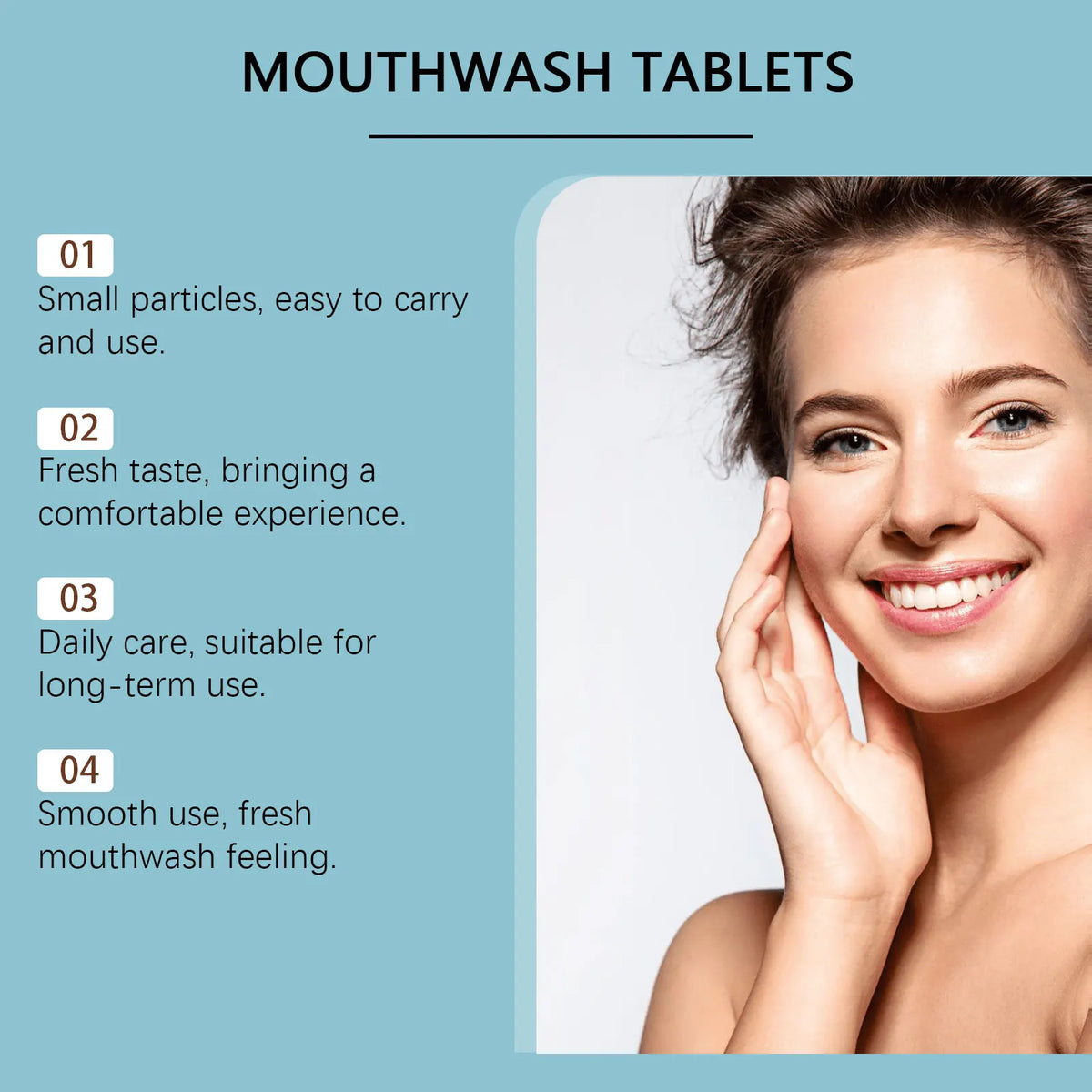 Daily Dental Care Mouthwash Tablets for Fresh Breath and Bright Smile