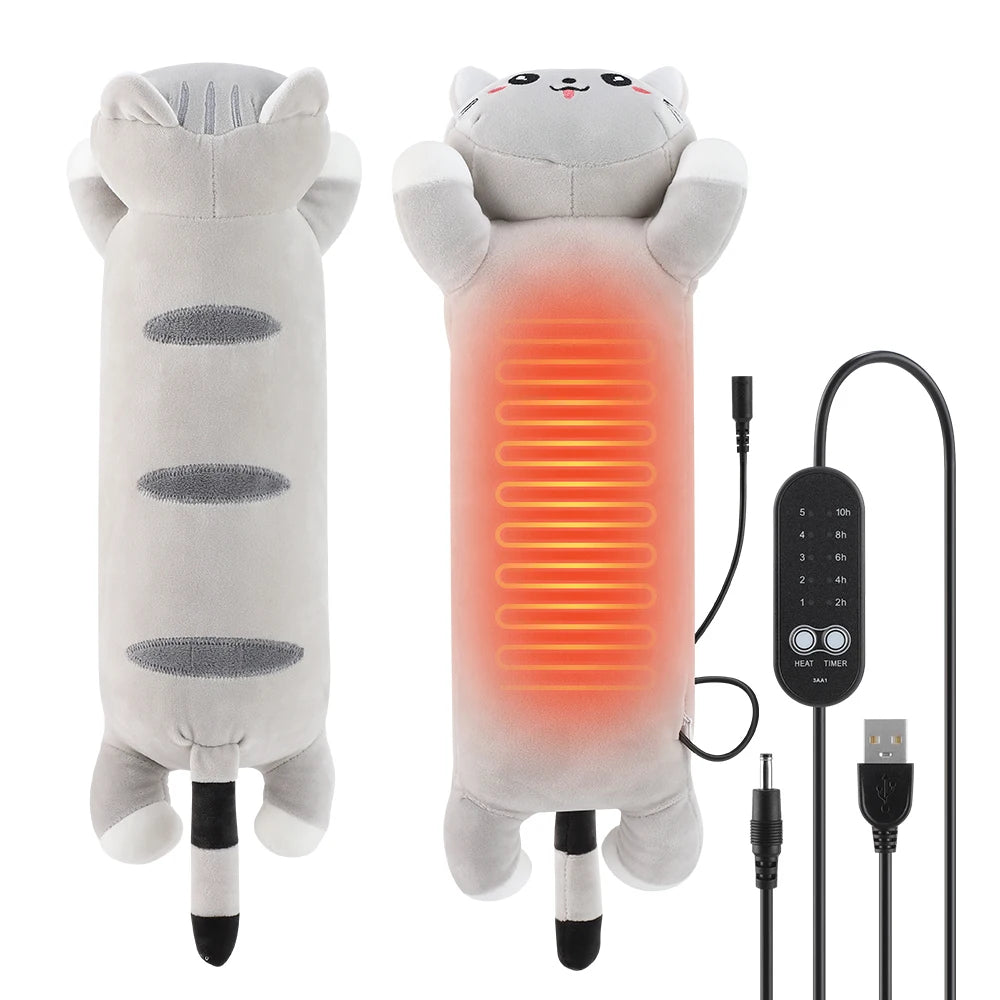 Cram relief usb heating pad cat shaped soft plush pillow hot compress - 1