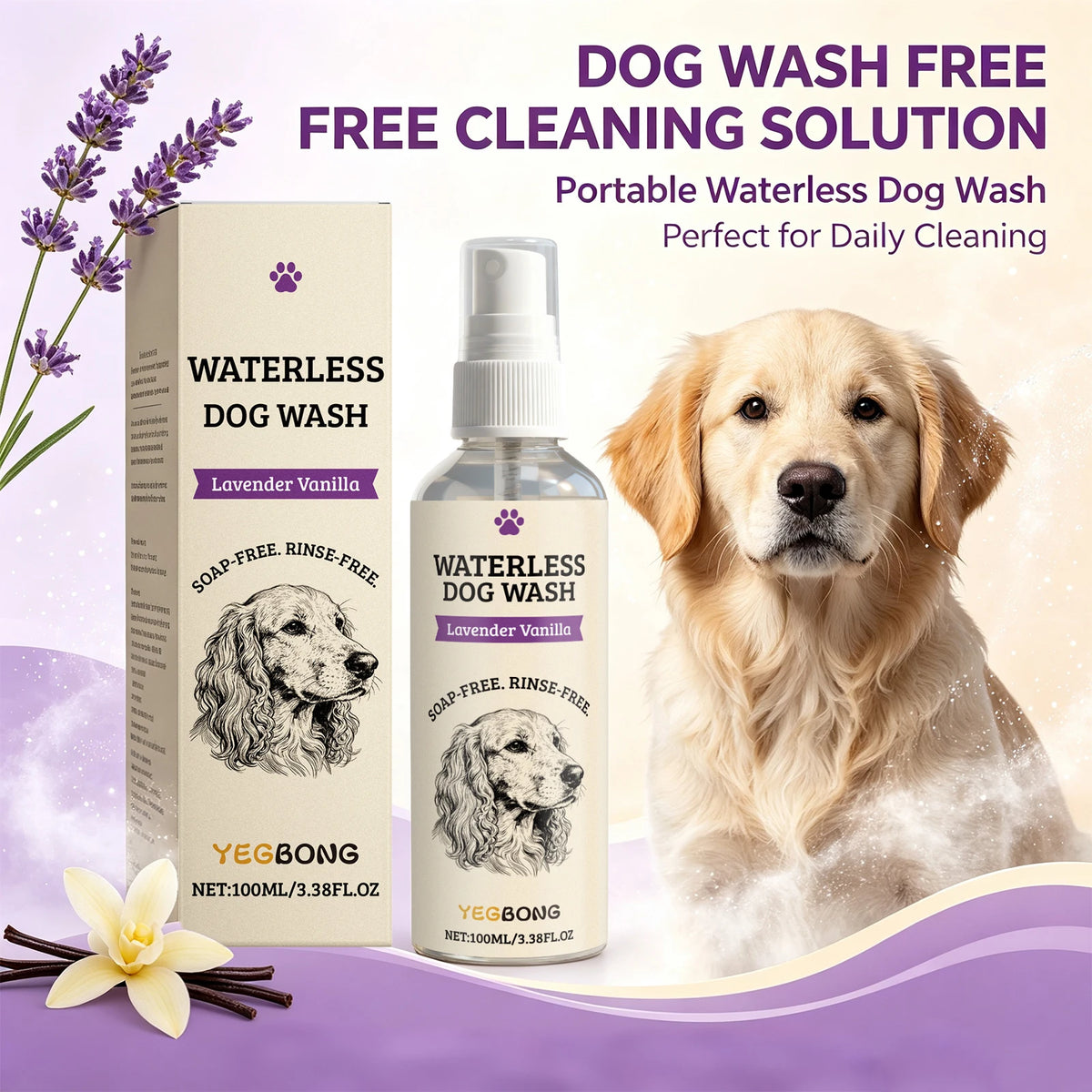 Bath Time Waterless Dog Shampoo Spray for Fresh Coat