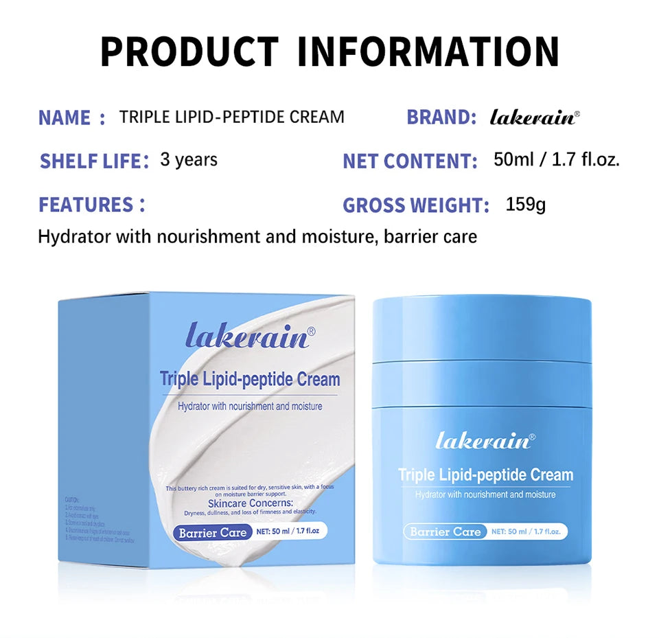 Dry Skin Facial Care Triple Lipid Peptide Cream Deep Hydration Moisturizer - 18