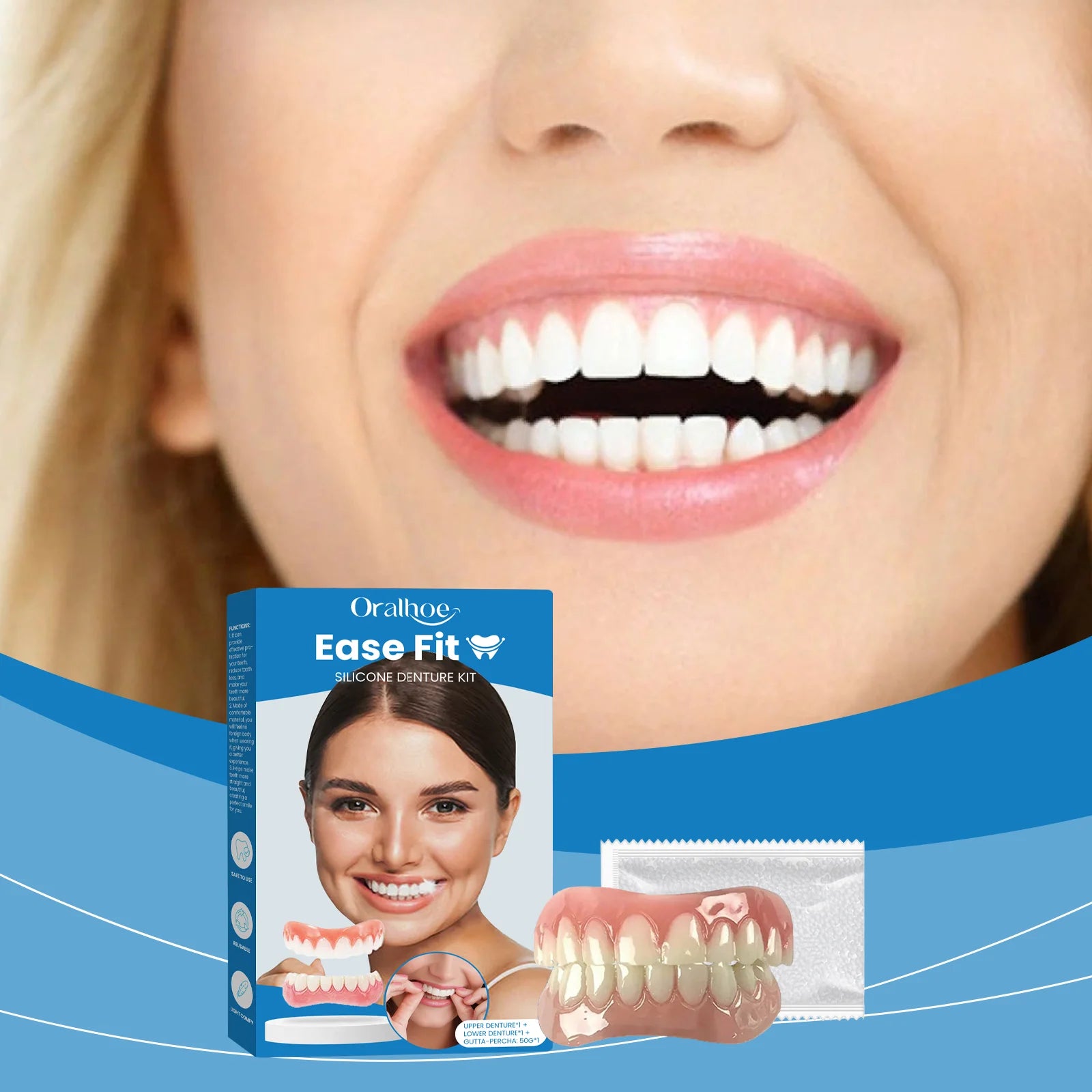 Missing Teeth Silicone Denture Set for Natural Smile and Easy Chewing - 7