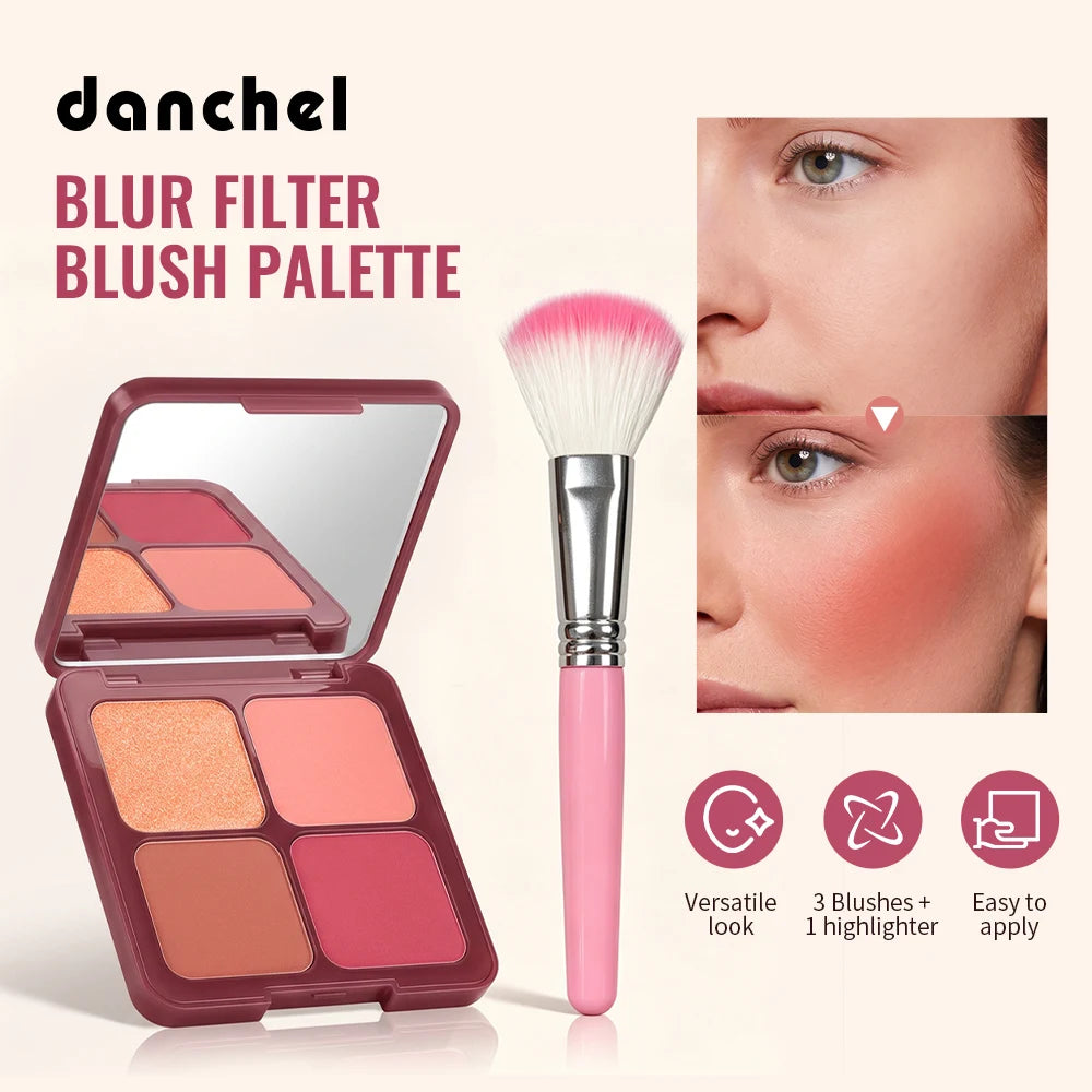 Daily Makeup Blur Filter Blush Palette with Brush for Natural Flush - 2
