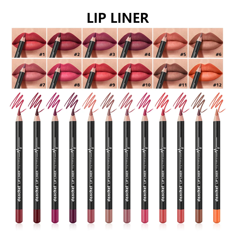 Daily Makeup Lip Liner Pencil Set for Long Lasting Waterproof Definition - 8