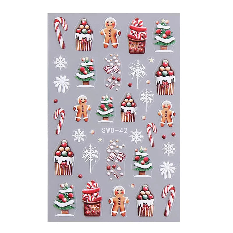 Christmas party nail art decor winter sticker for holiday manicure styling