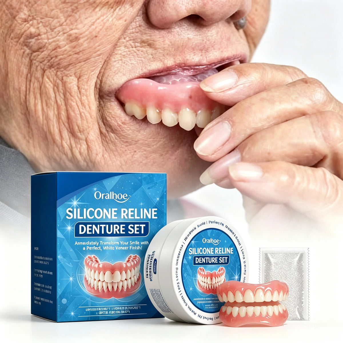 Daily Smile Silicone Dentures for Missing Teeth Full Set