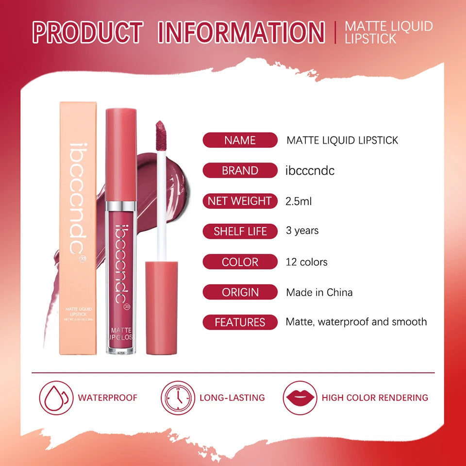 Daily Makeup Matte Liquid Lipstick Long Lasting Waterproof Lip Gloss