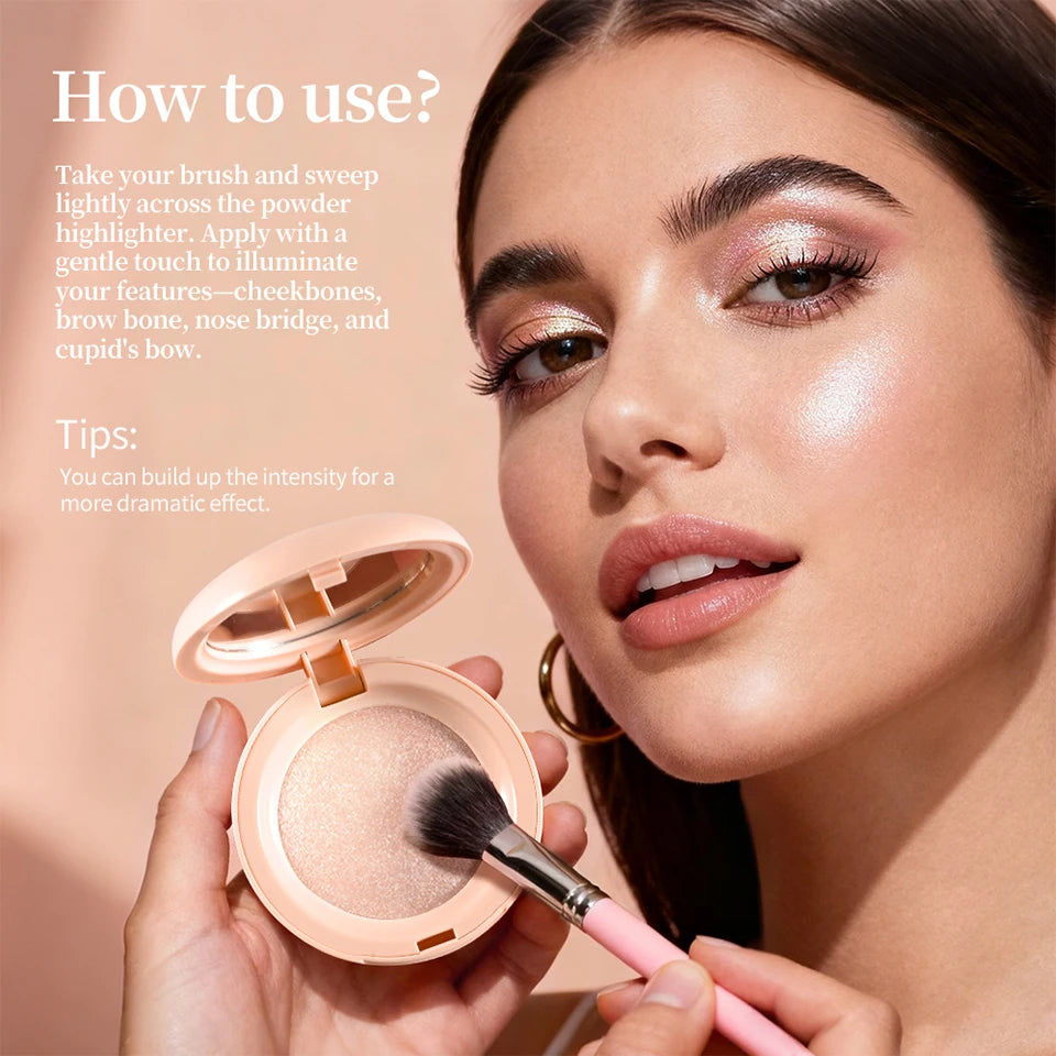 Daily Makeup Highlighter Powder for Natural Luminous Glow and Brightening - 14