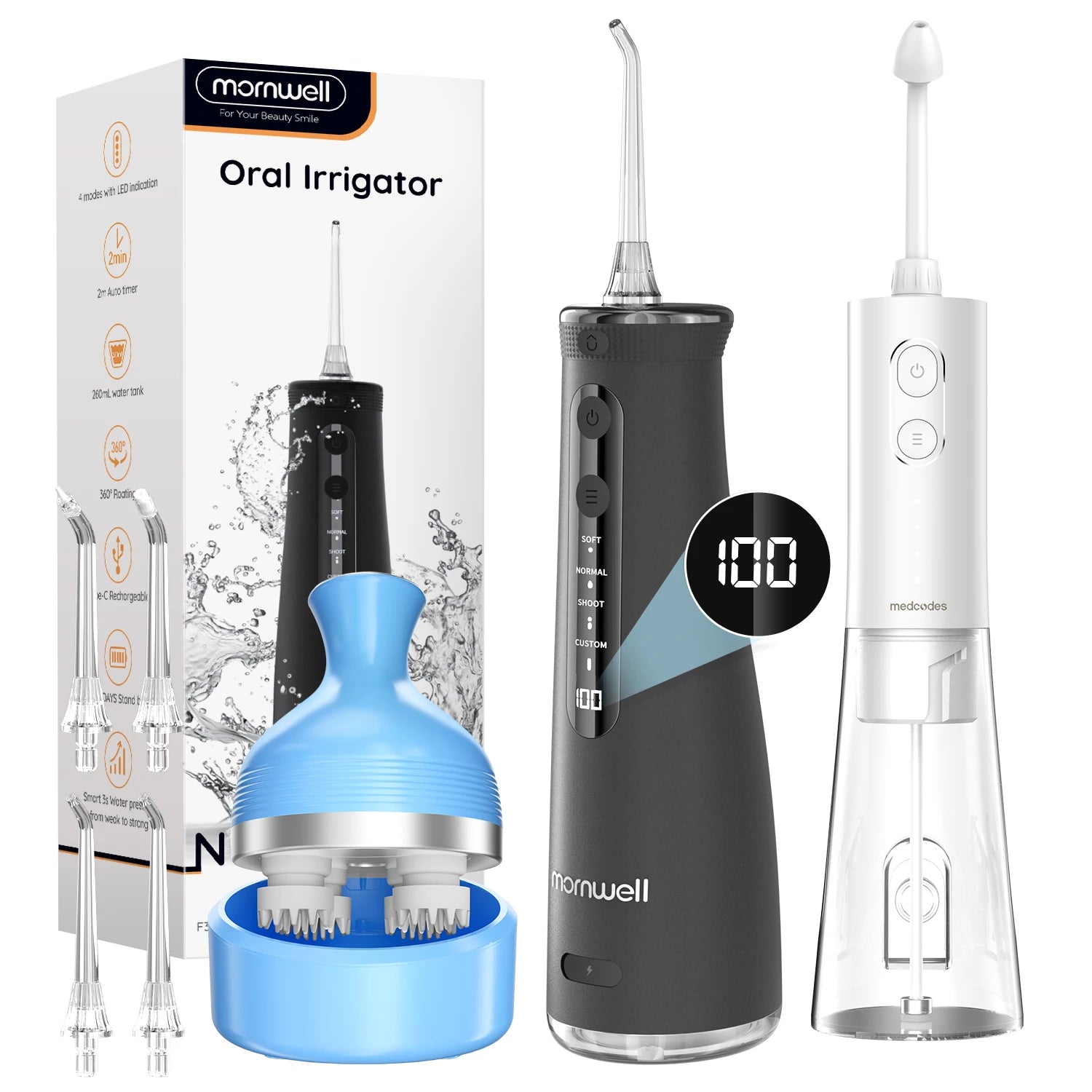 Home and Travel Water and Nasal Irrigator Combo with Head Massager - 39