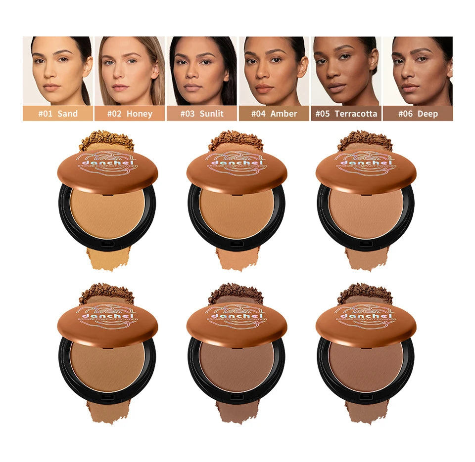 Daily Makeup Bronze Compact Powder for Flawless Matte Finish Coverage - 8