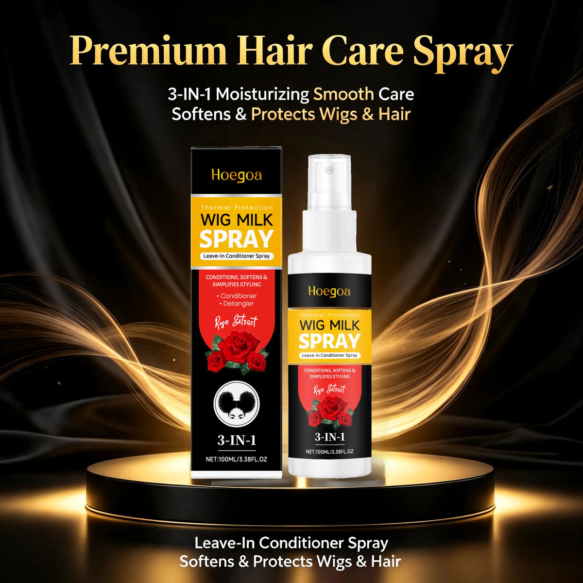 Daily styling wig conditioning spray for smooth and frizz free hair