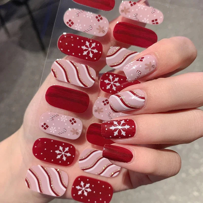 Winter nail art Christmas sticker gel wrap for festive holiday looks - 1