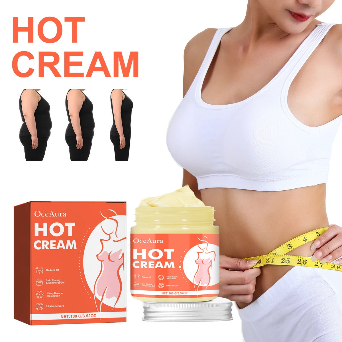 Body Shaping Hot Cream Anti Cellulite Massage Gel for Tightening Skin