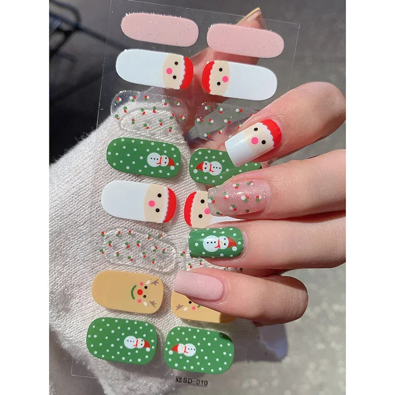 Winter nail art Christmas sticker gel wrap for festive holiday looks