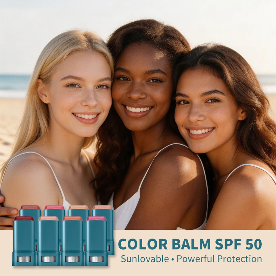 Outdoor Makeup SPF 50 Blush Balm Stick for Sun Protection and Color