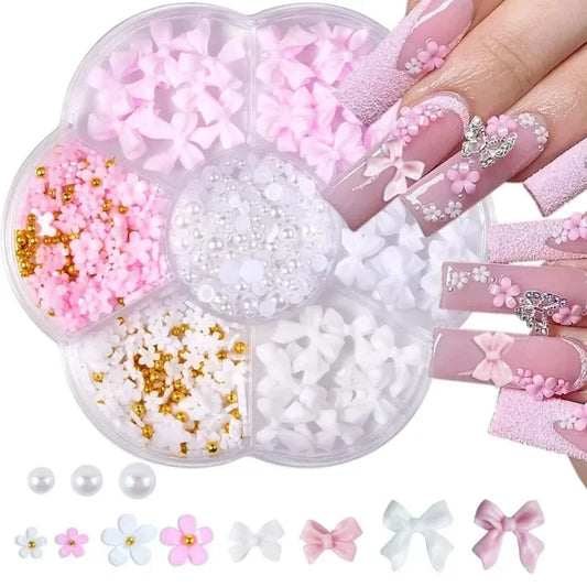 Salon Nail Art Mixed Acrylic Bowknot Charms For Creative Manicure Designs