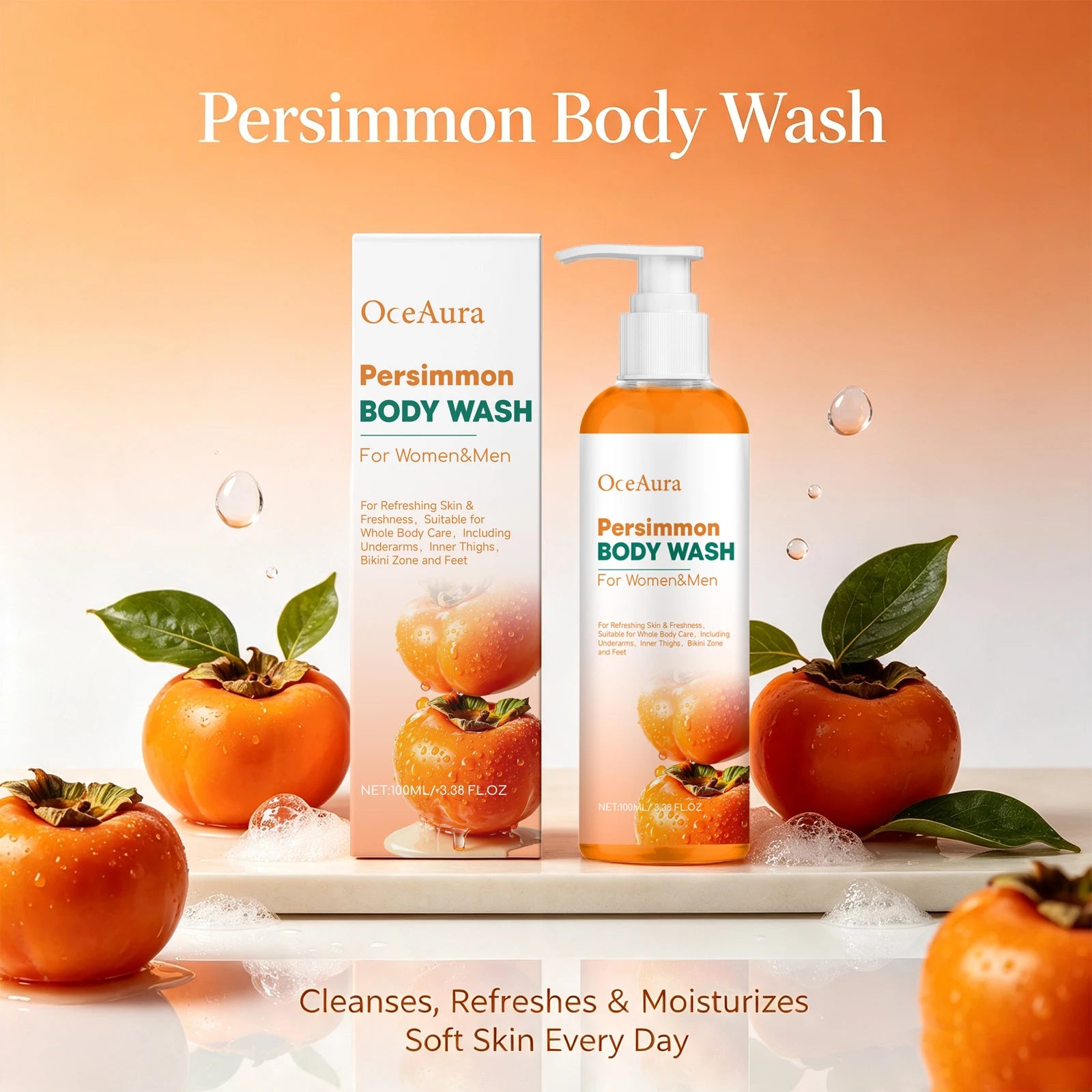 Daily Shower Persimmon Body Wash Sweat Odor Eliminating Natural Gel - 5