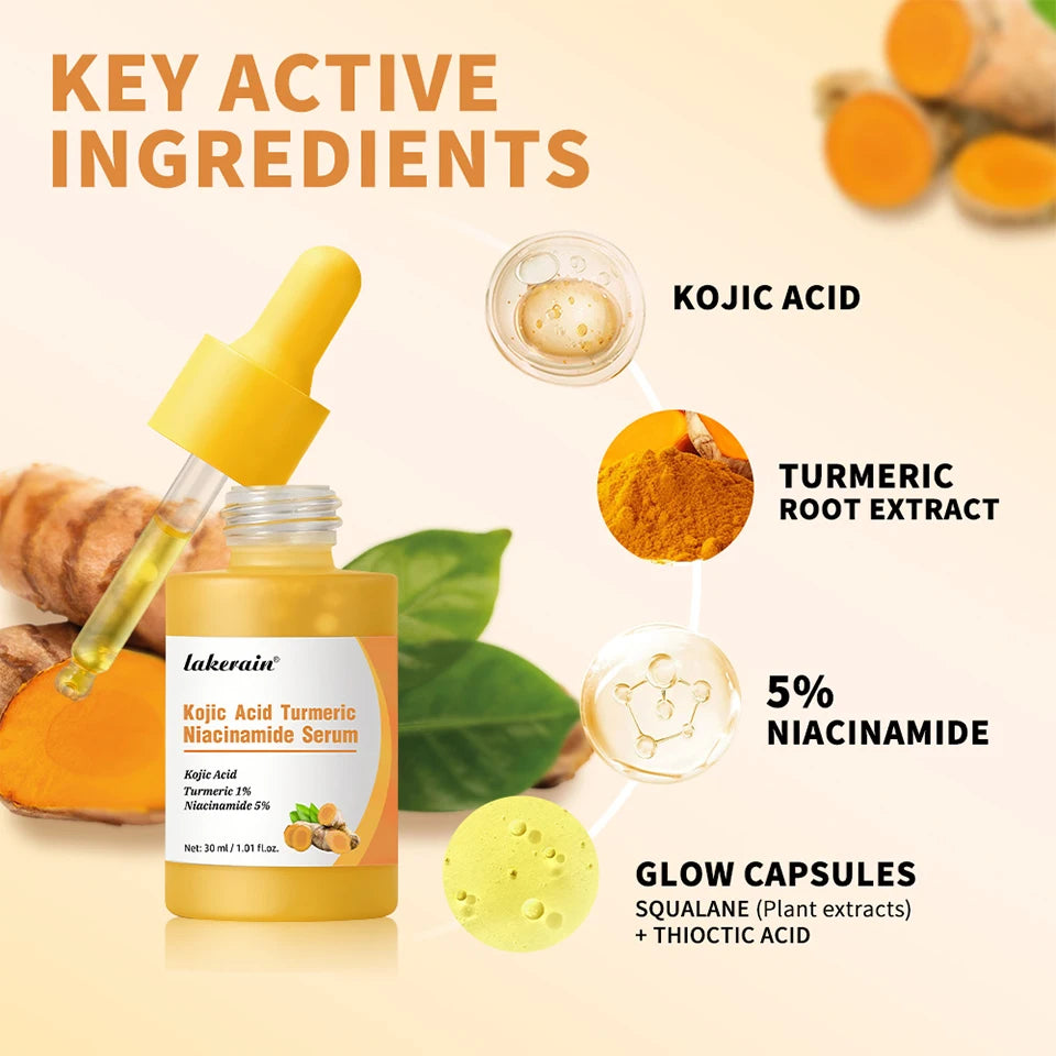 Face Skin Kojic Acid Turmeric Serum for Brightening and Hydration