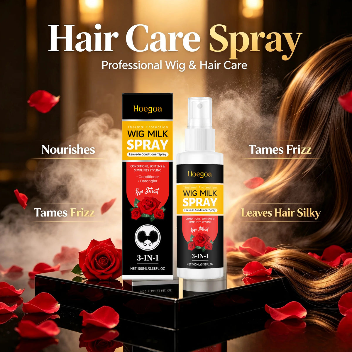 Daily styling wig conditioning spray for smooth and frizz free hair