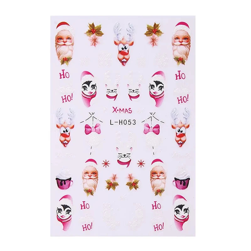 Christmas party nail art decor winter sticker for holiday manicure styling