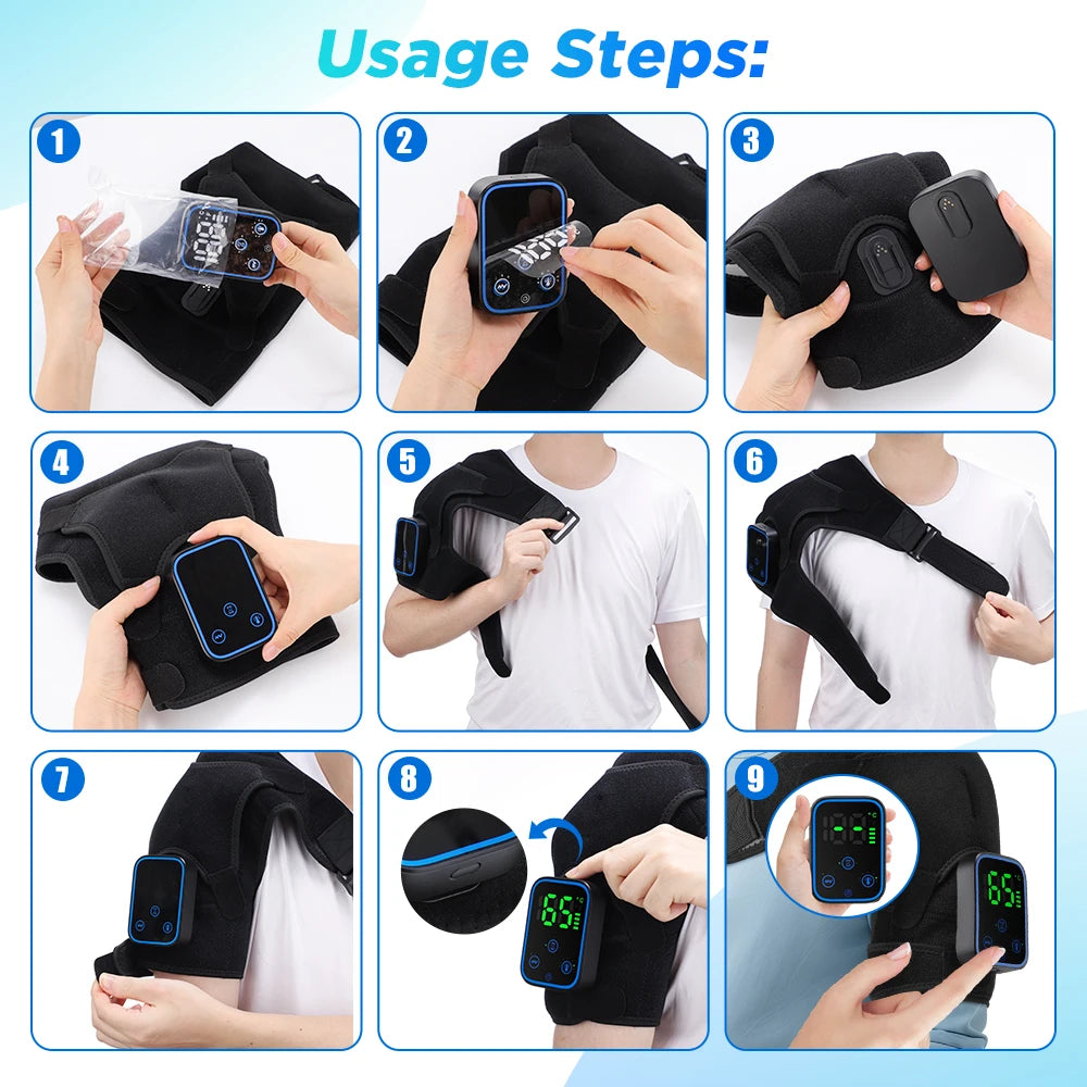 At home cordless shoulder heating massager with app control and vibration - 17