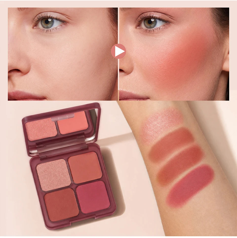 Daily Makeup Blur Filter Blush Palette with Brush for Natural Flush