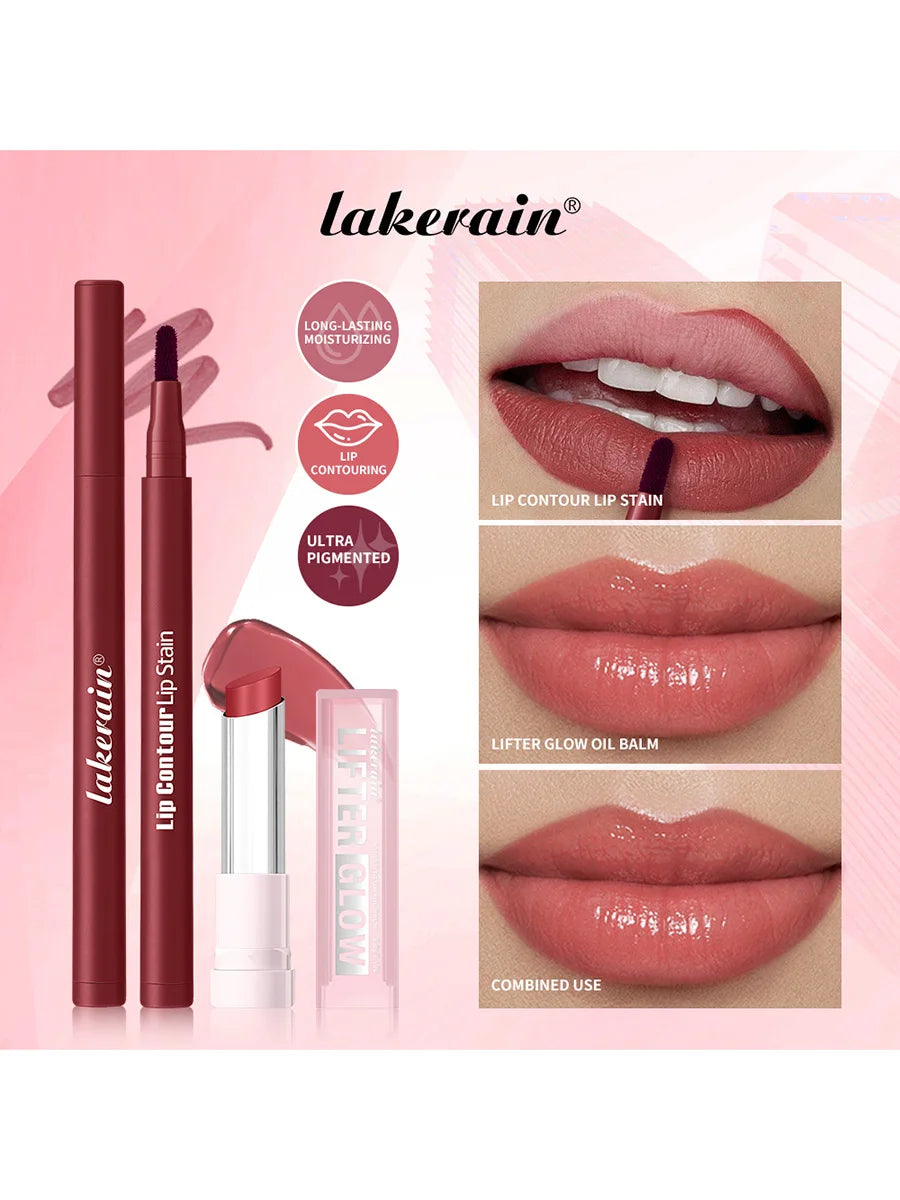 Daily makeup routine lip liner pencil and moisturizing lip balm kit