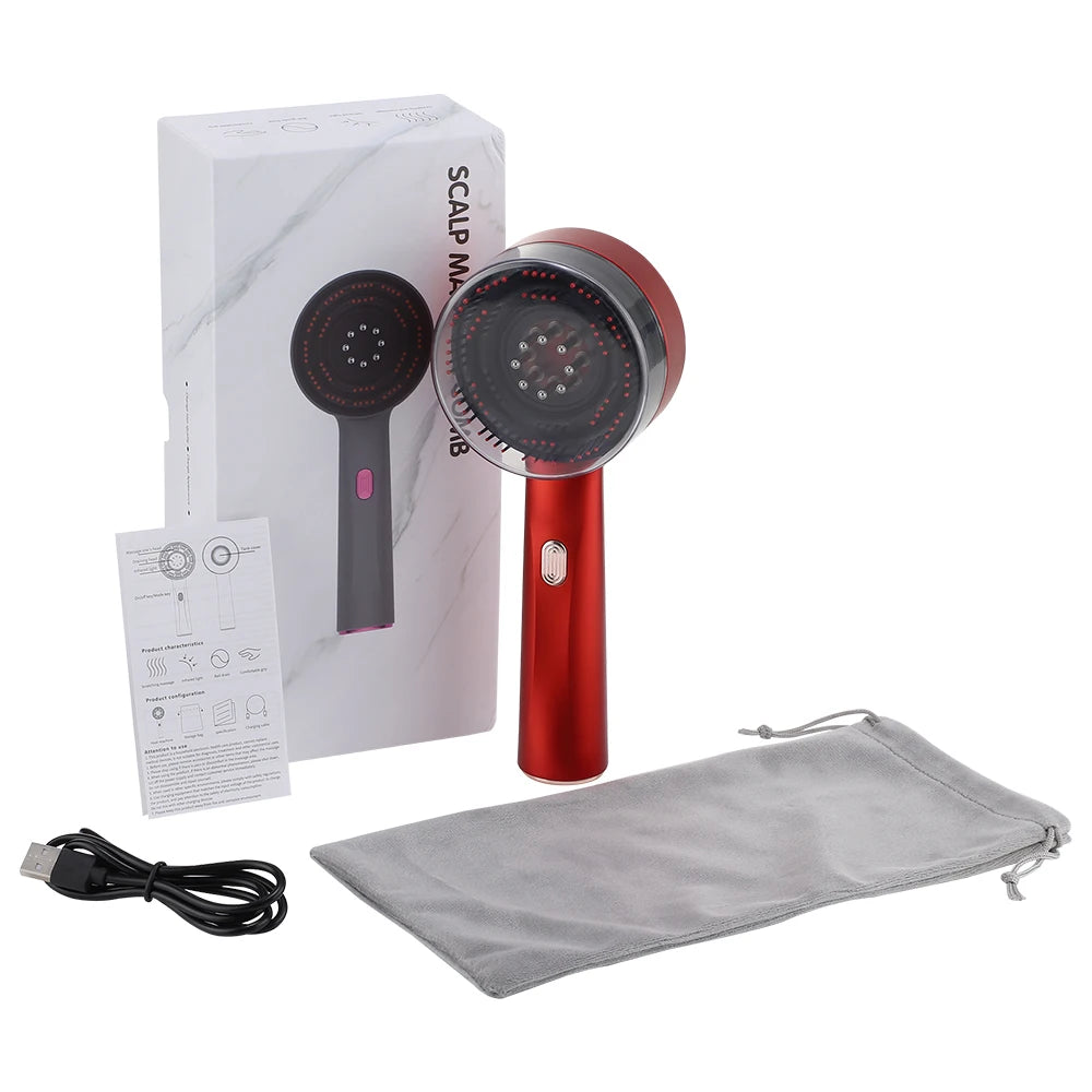 Scalp Care Electric Massage Comb with Red Light and Oil Applicator - 15