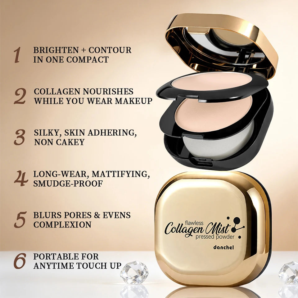 Daily Makeup Routine Flawless Collagen Pressed Powder Matte Finish