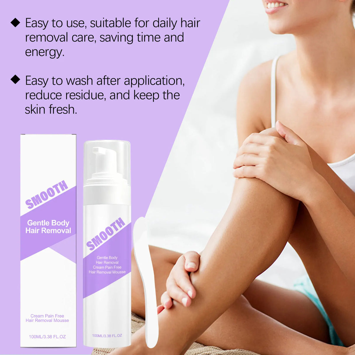 Smooth Skin Hair Removal Mousse for Painless and Easy Body Grooming