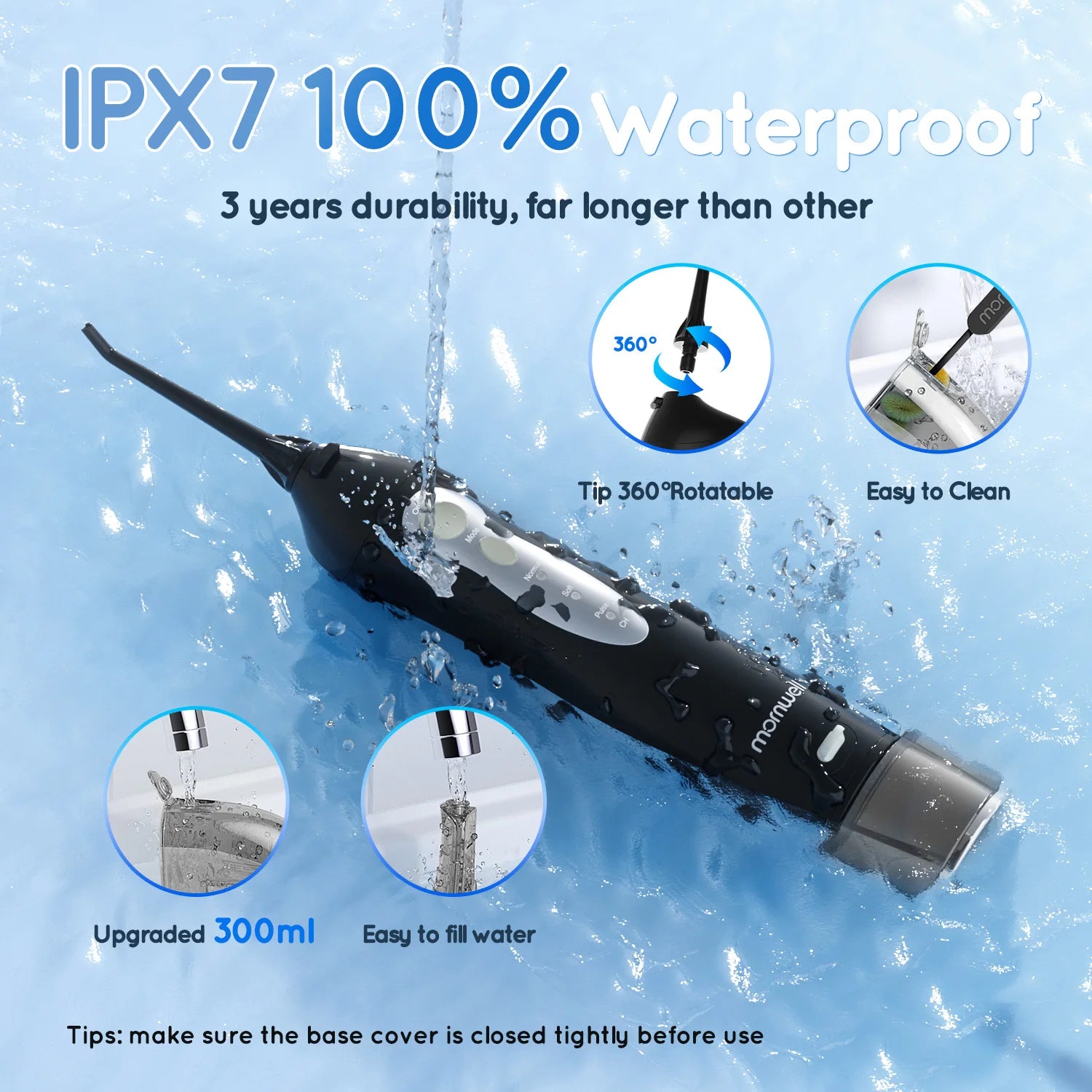 Bathroom Oral Care Portable Water Flosser with 300ml Tank and 3 Modes - 5