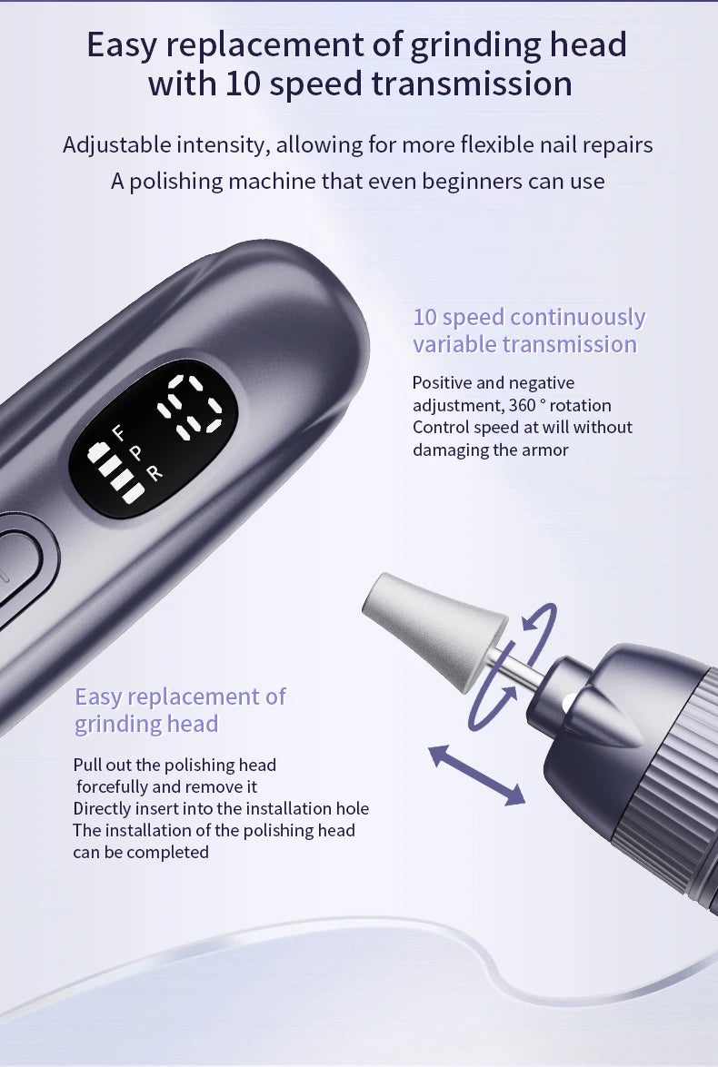 Home Manicure Electric Nail File Set for Easy Trimming and Polishing - 16
