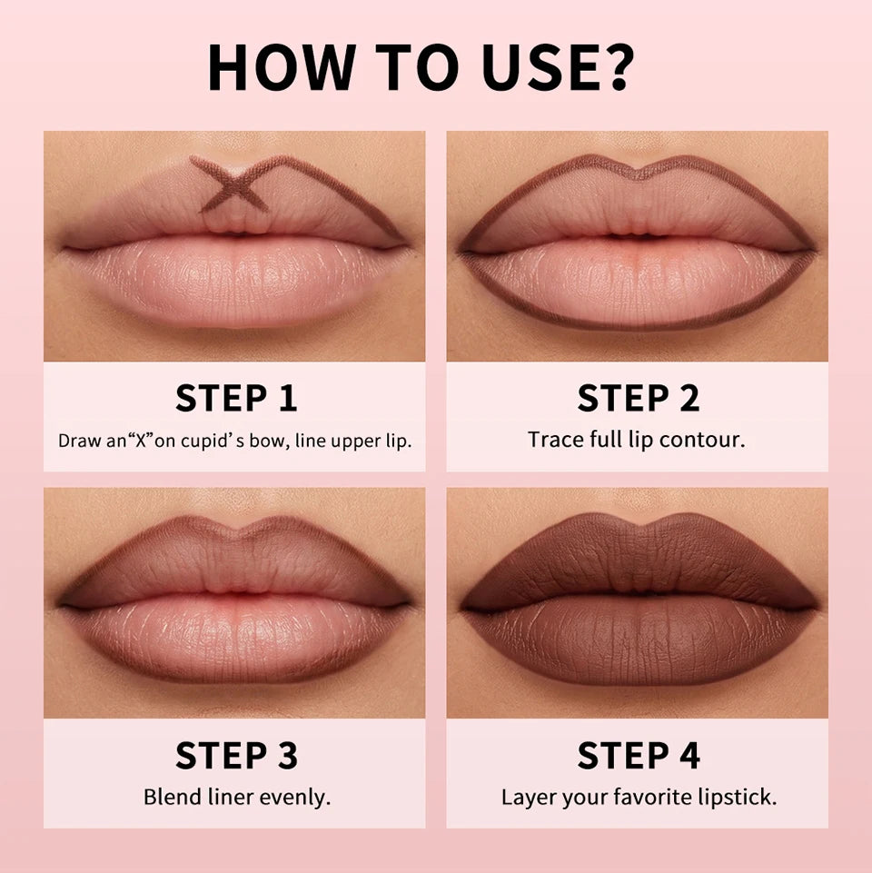 Daily Makeup Stain Lip Liner Pencil for Long Lasting Matte Definition
