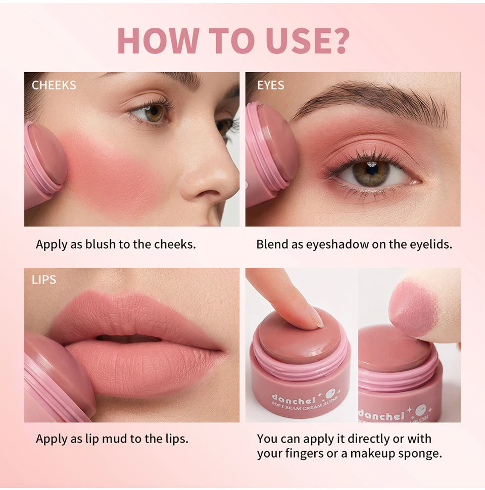 Daily Makeup Soft Cream Blush Long Wearing Multi Use Smooth Texture
