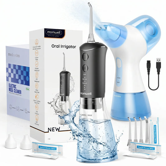 Travel Nasal Rinse Irrigation and Water Flosser Combo Set for Daily Care