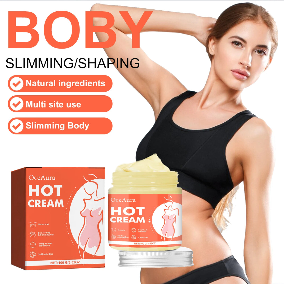 Body Shaping Hot Cream Anti Cellulite Massage Gel for Tightening Skin