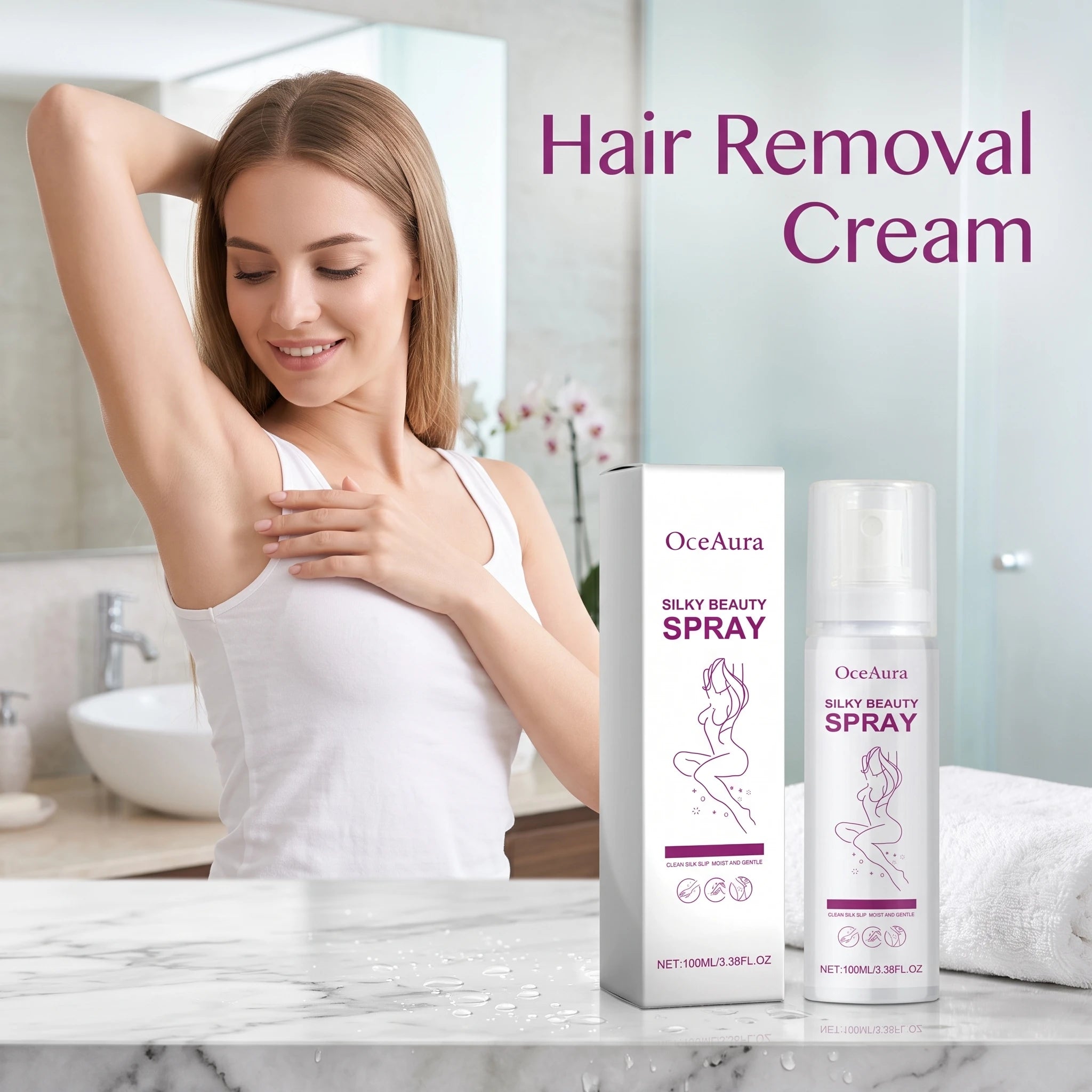 Bathroom body hair removal spray for smooth skin without razor irritation - 3