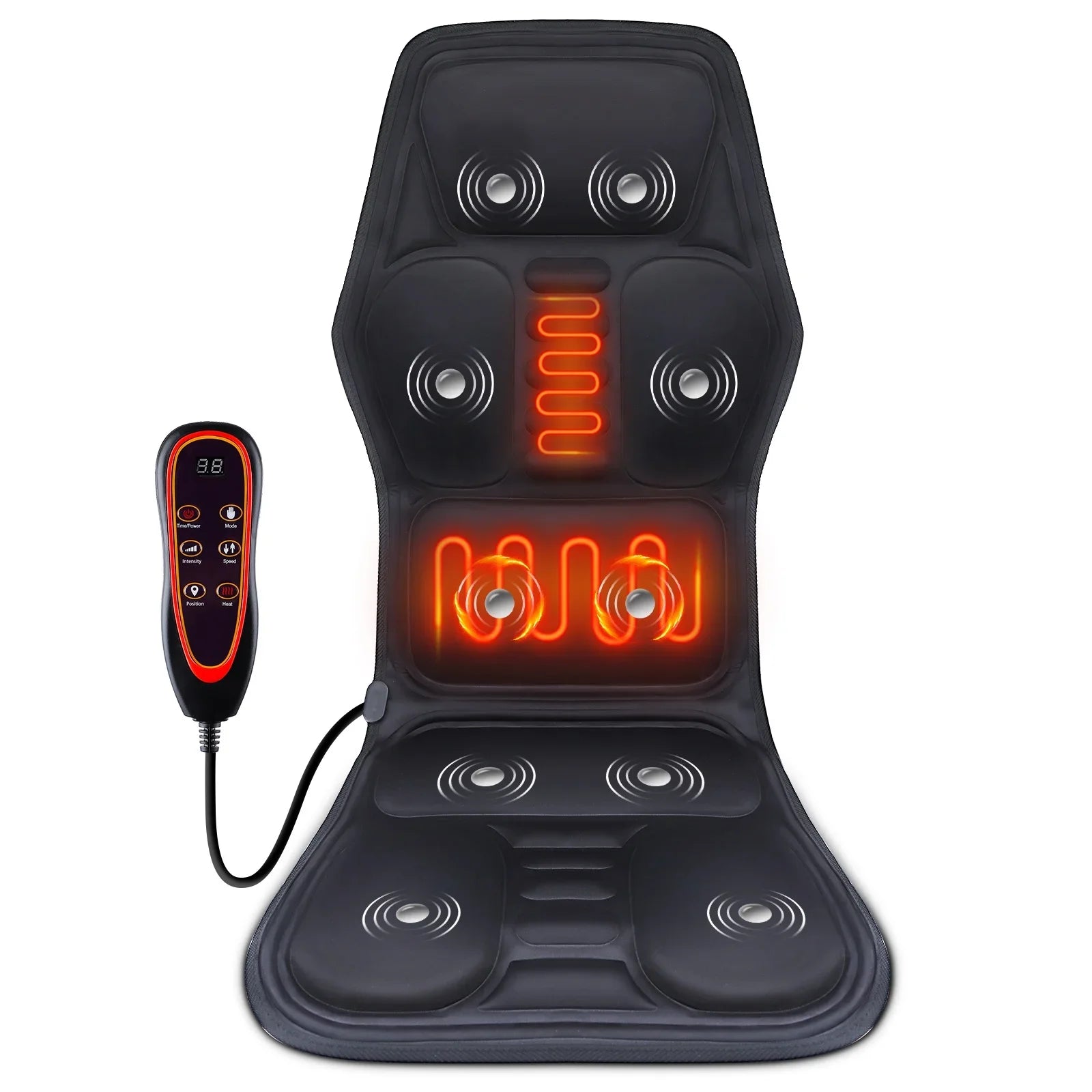 Home and Car Electric Back Massager Chair Cushion with Heat and Vibration - 1