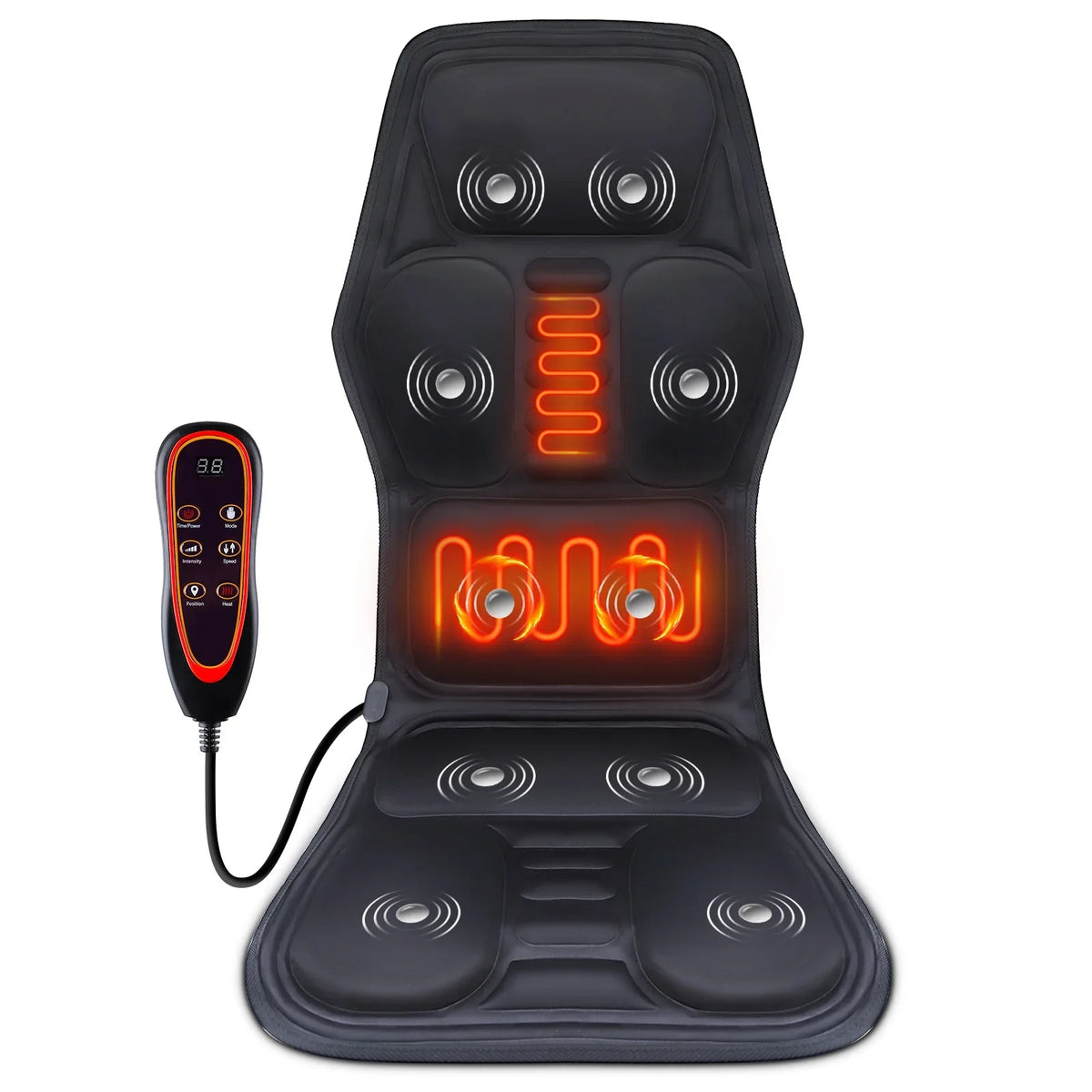 Home and Car Electric Back Massager Chair Cushion with Heat and Vibration