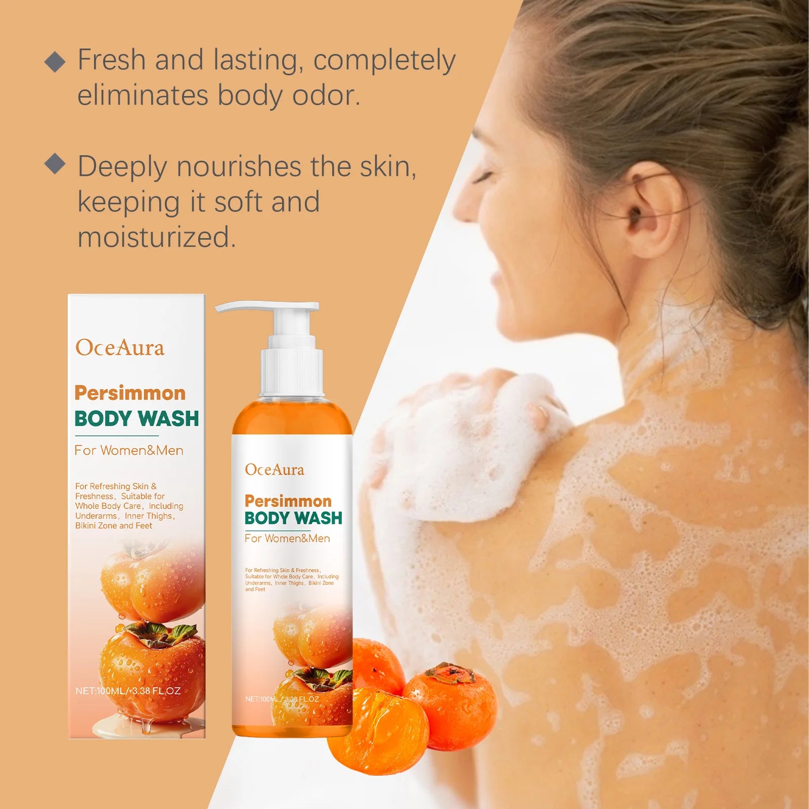 Daily Shower Persimmon Body Wash Sweat Odor Eliminating Natural Gel - 11