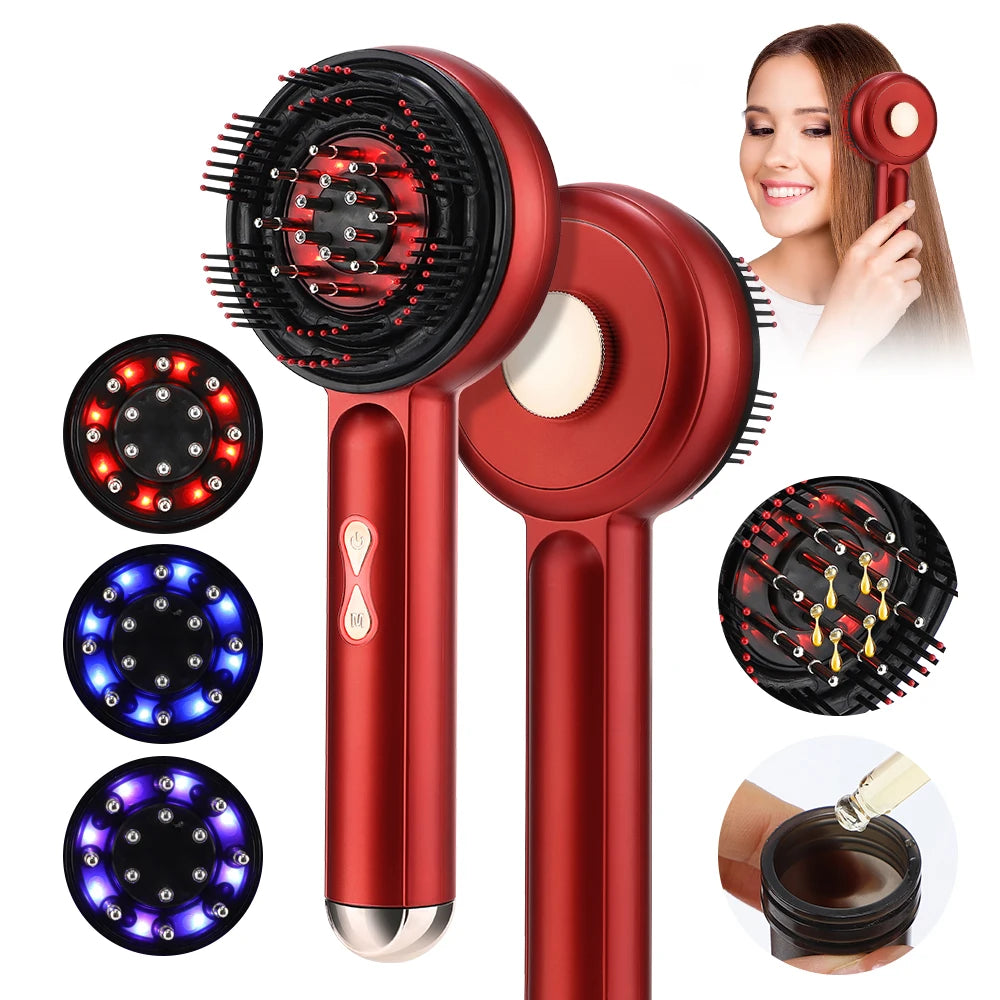 Scalp Care Electric Massage Comb with Red Light and Oil Applicator
