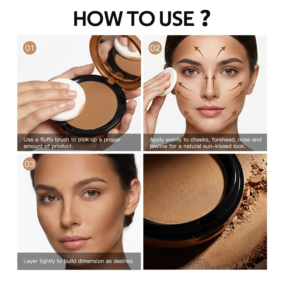 Daily Makeup Bronze Compact Powder for Flawless Matte Finish Coverage