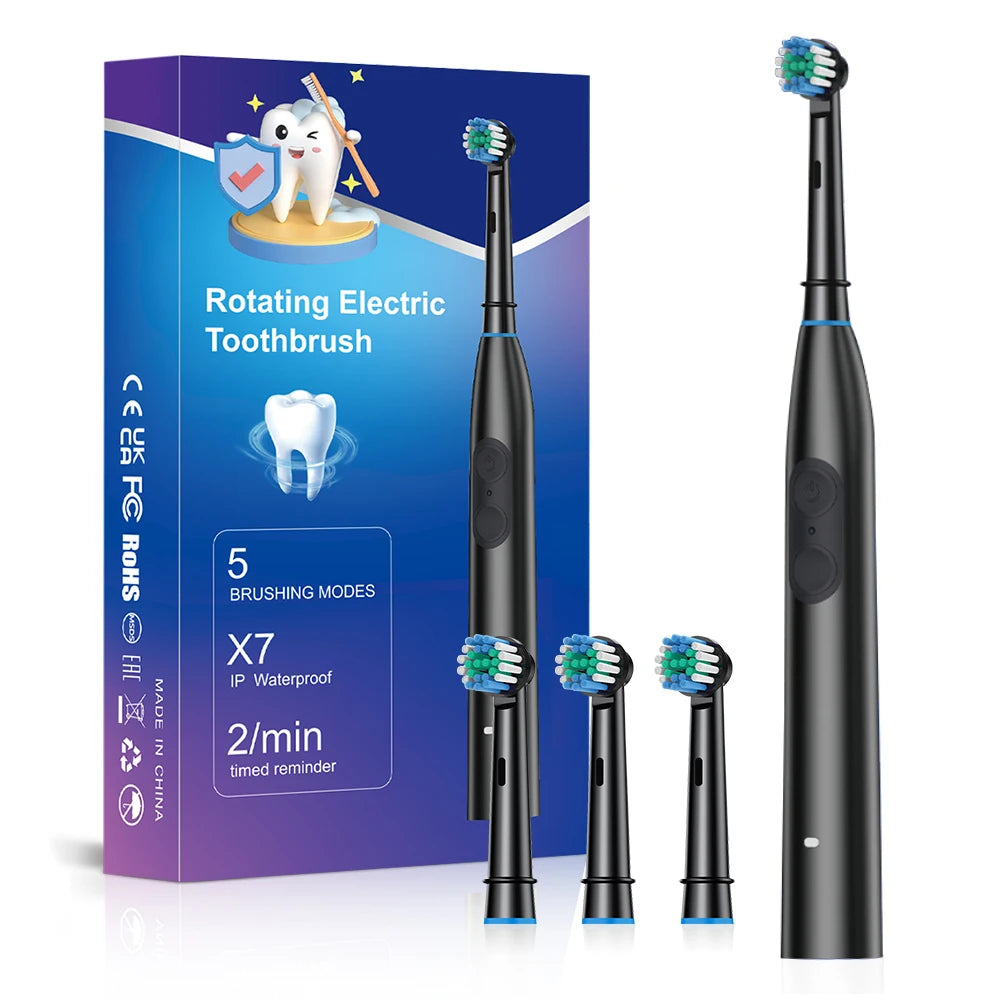 Daily Routine Electric Toothbrush with Rotating Head and Multiple Modes