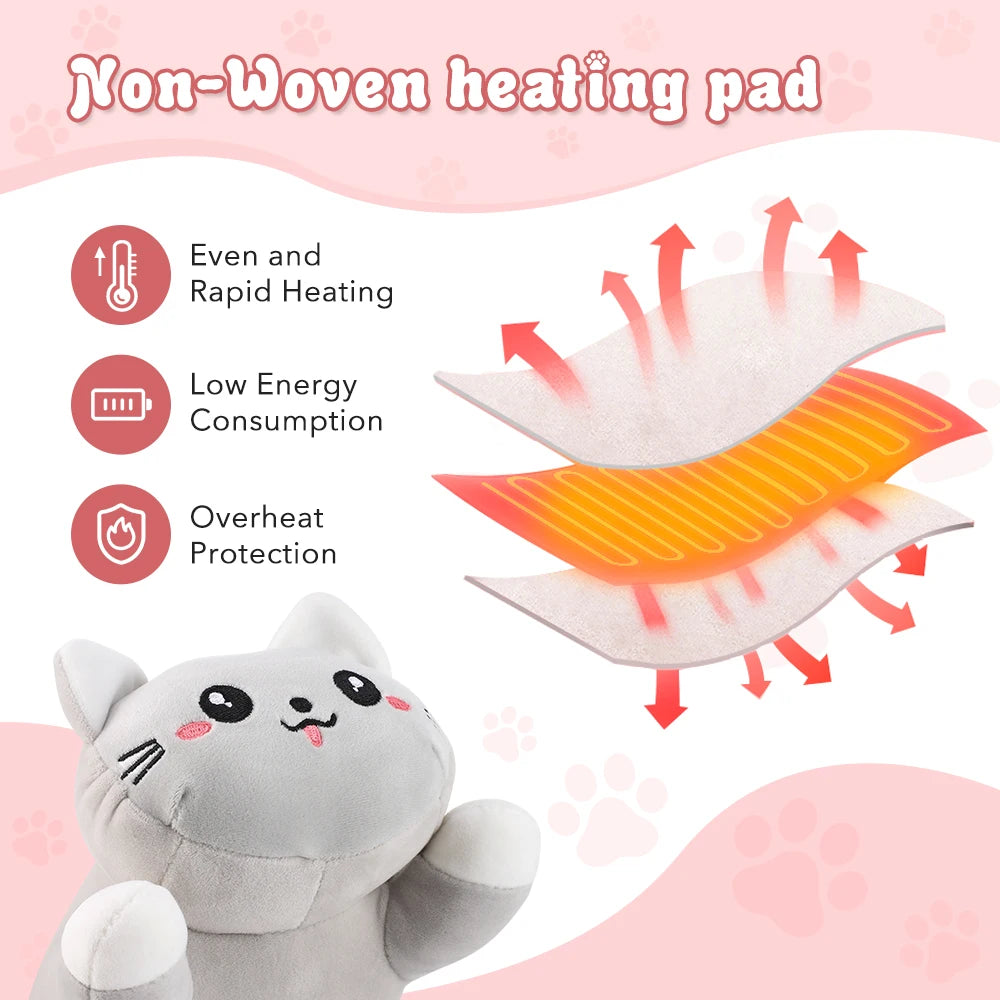 Cram relief usb heating pad cat shaped soft plush pillow hot compress
