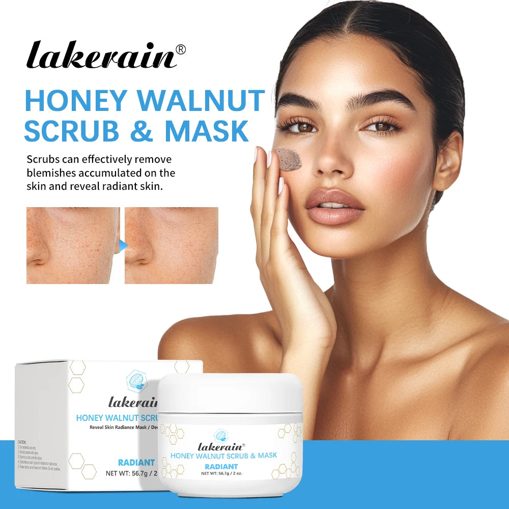 Daily Skincare Honey Walnut Scrub and Mask for Gentle Skin Exfoliation